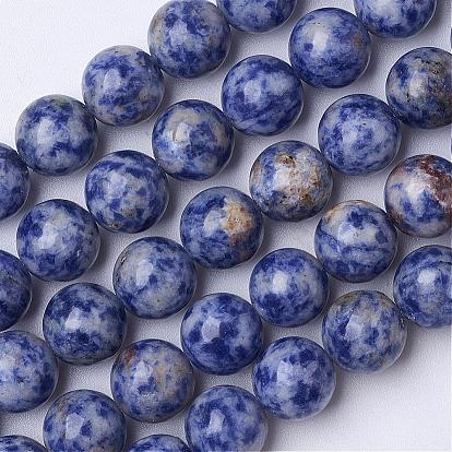 Natural Blue Spot Jasper Beads Strands, Round