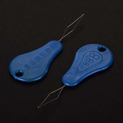 Iron Sewing Needle Devices Threader Thread Guide Tool, with Plastic Findings, 4.6x1.6x0.15cm, about 100pcs/bag