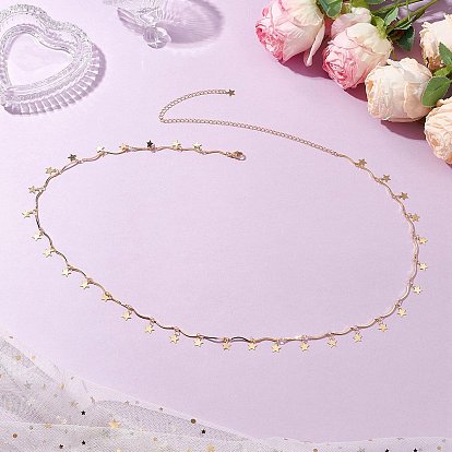 Латунная звезда подвеска волнистые звенья цепи на талию для женщин, с 304 из нержавеющей стали Lobster Claw застежками