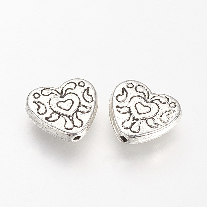 Сплавочные овальные бусины тибетского стиля , без кадмия и без свинца, сердце