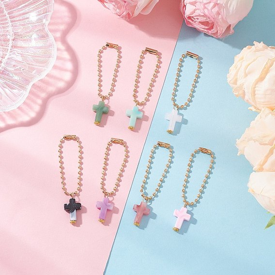 Крест акриловые подвесные украшения, с цепями железный шар