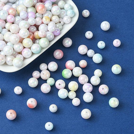Двухцветные непрозрачные акриловые бусины, круглые