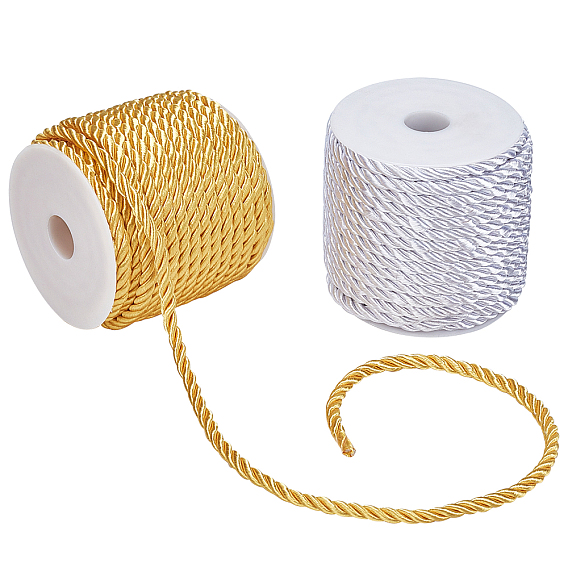 2 couleurs 3 cordon tressé en polyester, corde torsadée, pour les découvertes de bijoux de cordon