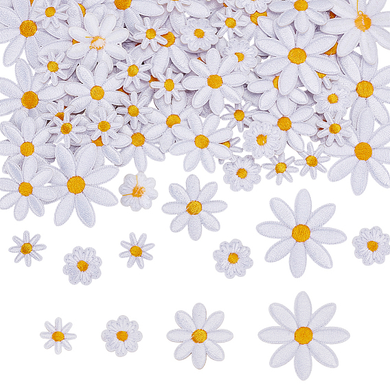 80 шт. 4 стили цветочные полиэстеровые вышитые ткани термоприклеиваемые/пришивные заплатки, аксессуары для костюма, аппликация