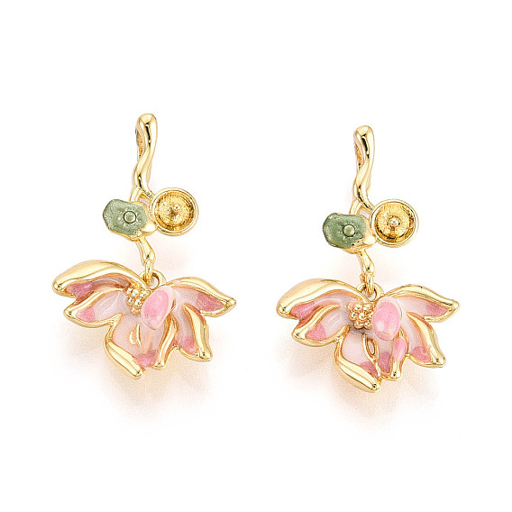 Латунь с эмалированными дужками, цветок, за половину пробурено бисера, реальный 18 k позолоченный