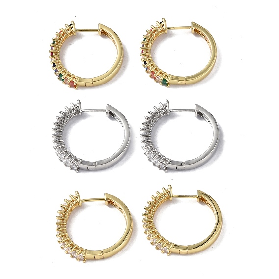Aretes de aro con circonitas cúbicas, joyas de latón para mujer