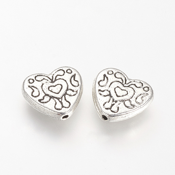 Сплавочные овальные бусины тибетского стиля , без кадмия и без свинца, сердце