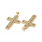 Brass Micro Pave Cubic Zirconia Pendants, Religion Cross Charm