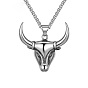Vintage 304 Stainless Steel Pendant Necklaces, Cattle Head