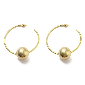 Brass Round Beaded Ring Stud Earrings, Half Hoop Earrings for Women