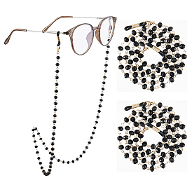 2шт. железные цепочки для очков, со стеклом, шейный ремешок для очков, с силиконовыми концами петель