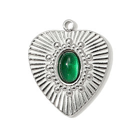 304 из нержавеющей стали стеклянные подвески, сердце прелести, цвет нержавеющей стали