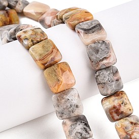 Natural Crazy Agate Beads Strands, Faceted Square