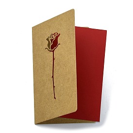 4 juegos de tarjetas de felicitación de papel kraft, tarjeta de la tienda, tema del día de la madre, con sobre, Rectángulo