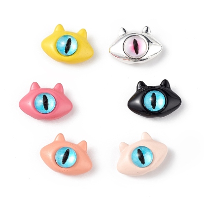 Spray Painted Alloy Beads, with Glass Eye, Cat Head
