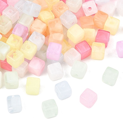 Прозрачные акриловые бусины, кубические, два тона