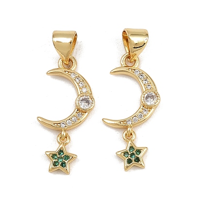 Латунные микро проложить кубического циркония подвески, Луна и звезды