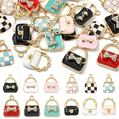 24шт 12 стили подвески из эмалированного сплава с покрытием, с кристально горный хрусталь, без кадмия, без никеля и без свинца, пакет