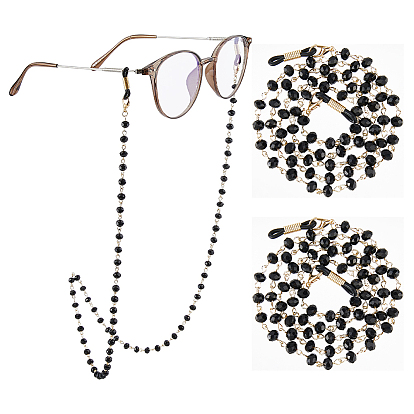 2шт. железные цепочки для очков, со стеклом, шейный ремешок для очков, с силиконовыми концами петель