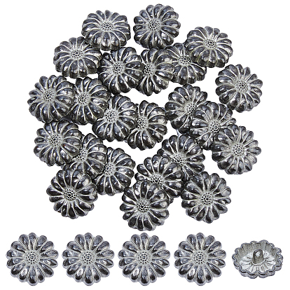 24 шт. 1-образные пуговицы в тибетском стиле из сплава с ножкой, цветок