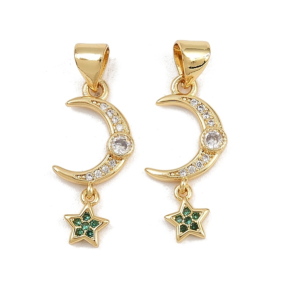 Латунные микро проложить кубического циркония подвески, Луна и звезды