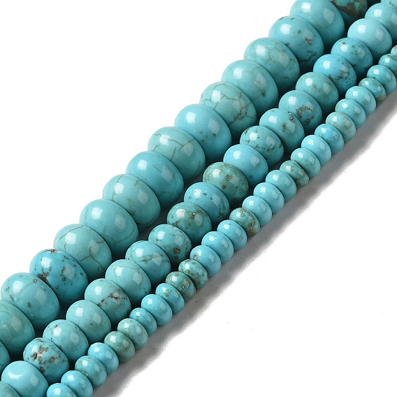 Natural Howlite Beads Strands, Dyed, Rondelle