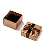Cardboard Ring Boxes, with Bowknot, Square, Saddle Brown, 50x50x30mm