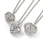 Brass with Rhinestone Pendant Necklaces, Iron Rolo Chains, Heart
