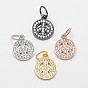 CZ Brass Micro Pave Cubic Zirconia Peace Sign Charms, 13x11x2mm, Ring: 5x0.8mm