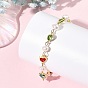 Natural Cultured Freshwater Pearl & Brass Glass Link Chains Bracelets for Women, Heart