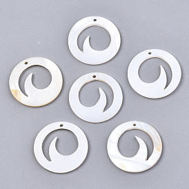Natural Freshwater Shell Pendants, Flat Round