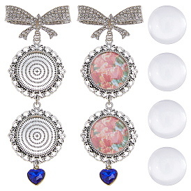 Сеттинги для кулона(кабошонов), сплав, со стеклянными кабошонами, плоские круглые с бантом