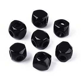 Непрозрачные акриловые бусины, кубические, граненые