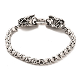 304 bracelets chaîne box en acier inoxydable avec fermoirs lion