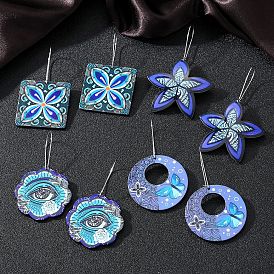 Retro Ethnic Style Bohemian Big Earrings Acrylic Plate Blue Eyes Flower Earrings Ornaments