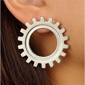 Boucle d'oreille unique Fashion Gear - Bijoux d'oreille à clous géométriques plaqués