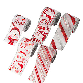 Christmas decoration ribbon snowflake printing snowman ribbon Christmas ribbon accessories diy material ribbon 6 yards ribbon
