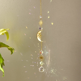 Каплевидные стеклянные ловцы солнца, лунные подвесные украшения, создатель радуги, для украшения сада и дома