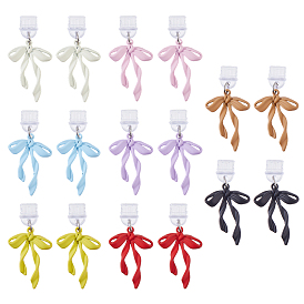 16шт 8 цвета пластиковые мобильные пылезащитные заглушки, с подвесками-бантиками из эмалевого сплава