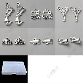 72pcs 6 pendentifs en alliage de la série cheerleading de style, breloques antiques en argent