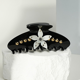 Заколки-клочья из ацетата целлюлозы со стразами, цветок