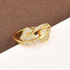 Манжеты из латуни с микро паве кубический цирконий для женщин, лист, долговечный, стойки покрытие