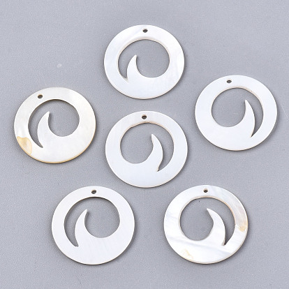 Natural Freshwater Shell Pendants, Flat Round
