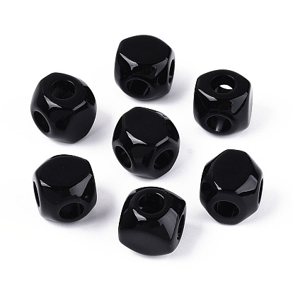 Непрозрачные акриловые бусины, кубические, граненые