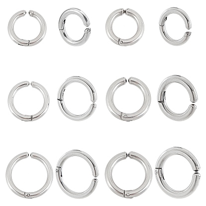 12Pcs 6 Size 304 Stainless Steel Cuff Earrings, Ring Shape Hypoallergenic Earrings for Women