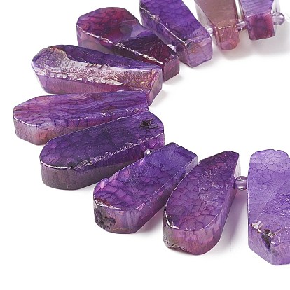 Бусины из натурального крашенного агата в форме слезы, сверху просверленные бусы, 25~50x11~16x6~8 мм, отверстие : 2.5 мм, около 32~35 шт / нитка, 15.7 дюйм