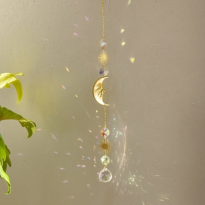 Каплевидные стеклянные ловцы солнца, лунные подвесные украшения, создатель радуги, для украшения сада и дома