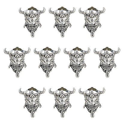 10 бусины из сплава в тибетском стиле, череп