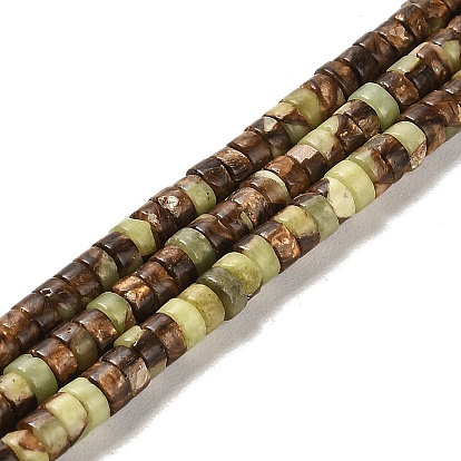 Synthetic Peridot Beads Strands, Dyed, Disc, Heishi Beads