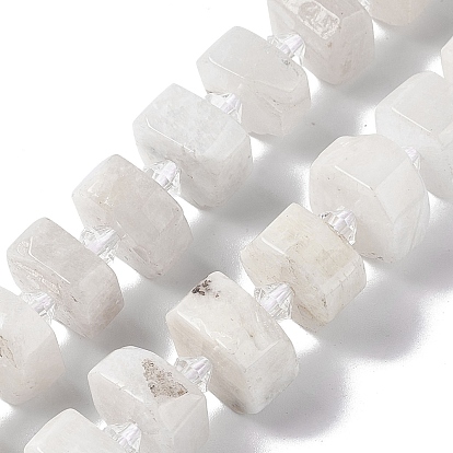 Natural White Moonstone Beads Strands, Faceted, Flat Round